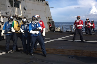 USS Oscar Austin (DDG 79) underway operations in the eastern Mediterranean Sea.