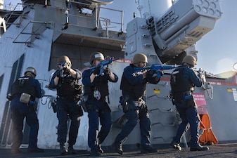 USS Oscar Austin (DDG 79) underway operations in the eastern Mediterranean Sea.