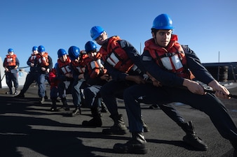 USS Oscar Austin (DDG 79) underway operations in the eastern Mediterranean Sea.