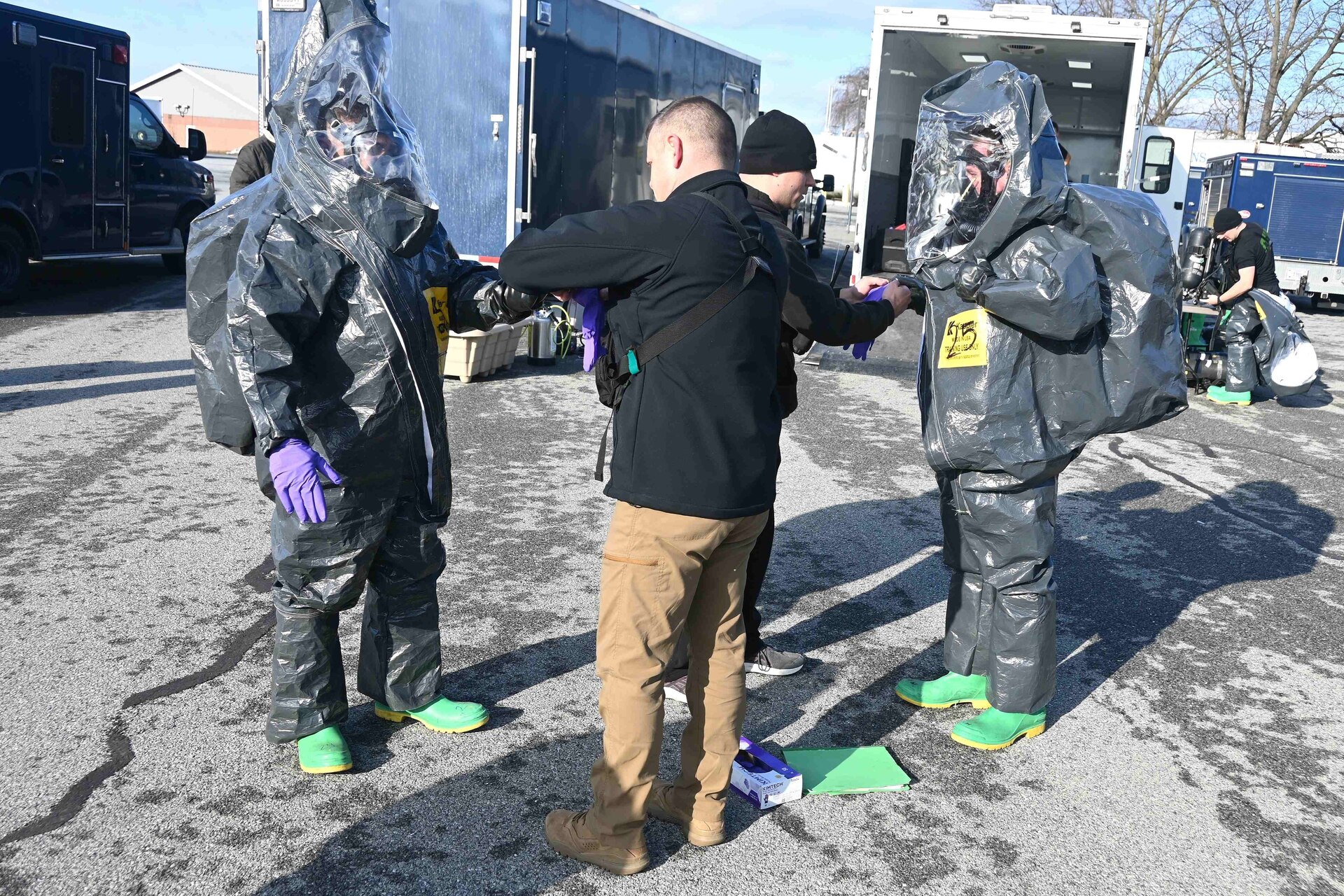 Members of the Pennsylvania National Guard’s 3rd Weapons of Mass Destruction Civil Support Team prepare for a training exercise Feb. 7, 2025, at the Lancaster County Public Safety Training Center in Landisville, Pa. (Pennsylvania National Guard photo by Brad Rhen)