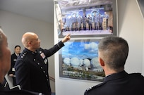 U.S. Space Force Lt. Gen. David N. Miller Jr., commander of U.S. Space Operations Command (SpOC), speaks with members of the Japanese Air Self-Defense Force’s Space Operations Group at Fuchu Air Base, Japan, Feb. 10, 2025.