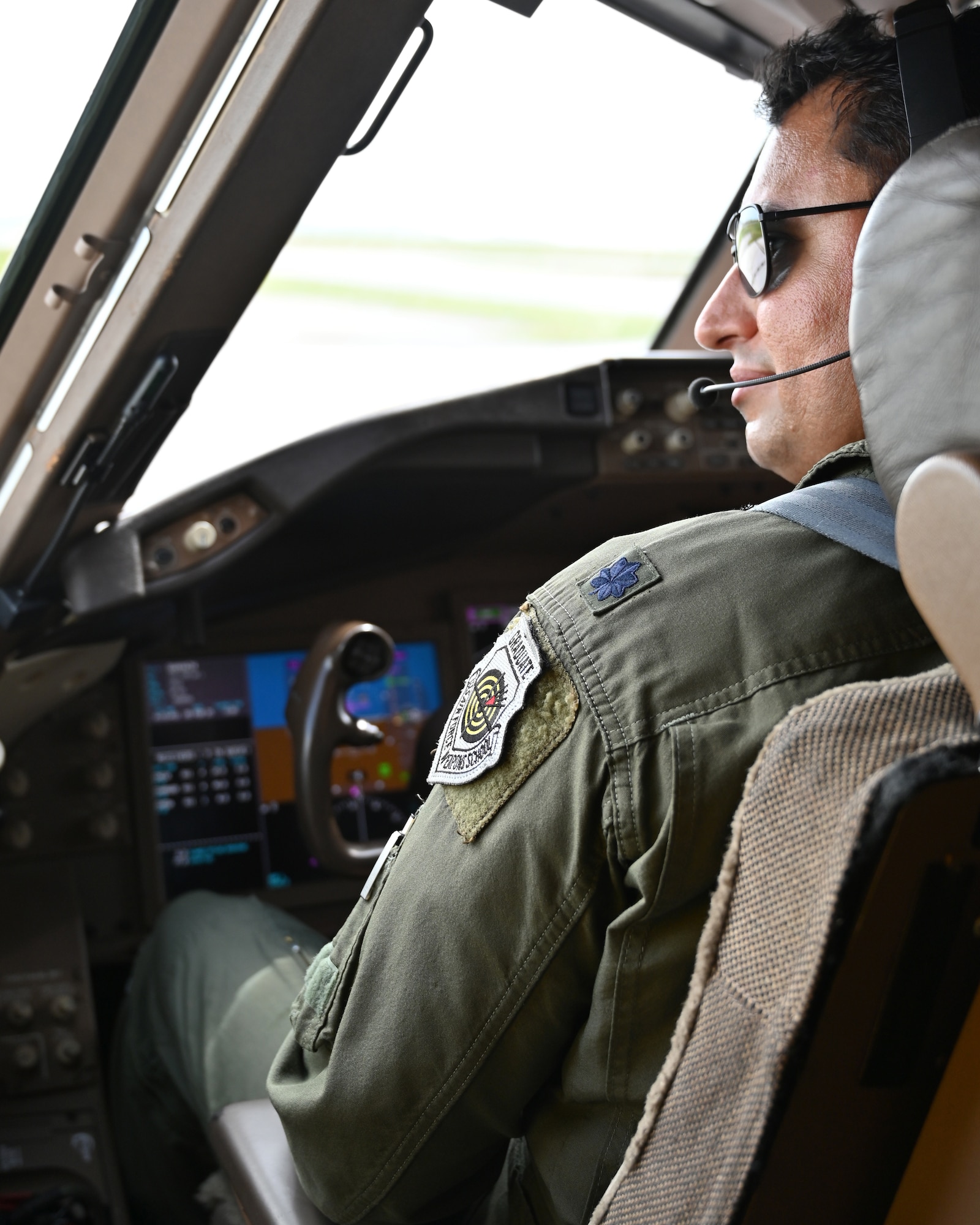 Lt. Col. Leo Romero, 924th Air Refueling Squadron pilot, lines a KC-46A Pegasus up before takeoff on the first day of Exercise Cope North 2025 (CN25) Feb. 5, 2025, at Andersen Air Force Base, Guam. During CN25, allies and partners take to the skies of Guam.