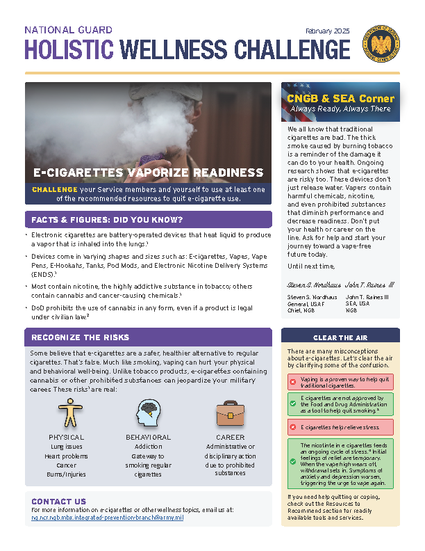 Holistic Wellness Challenge - E-Cigarettes Vaporize Readiness - Febuary 2025