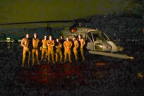 The 129th Rescue Wing, California Air National Guard, marks the arrival of its new helicopter, a U.S. Air Force HH-60W Jolly Green II, Jan. 31, 2025, at Moffett Air National Guard Base near Mountain View, California. The wing is from HH-60G Pave Hawk model helicopters.