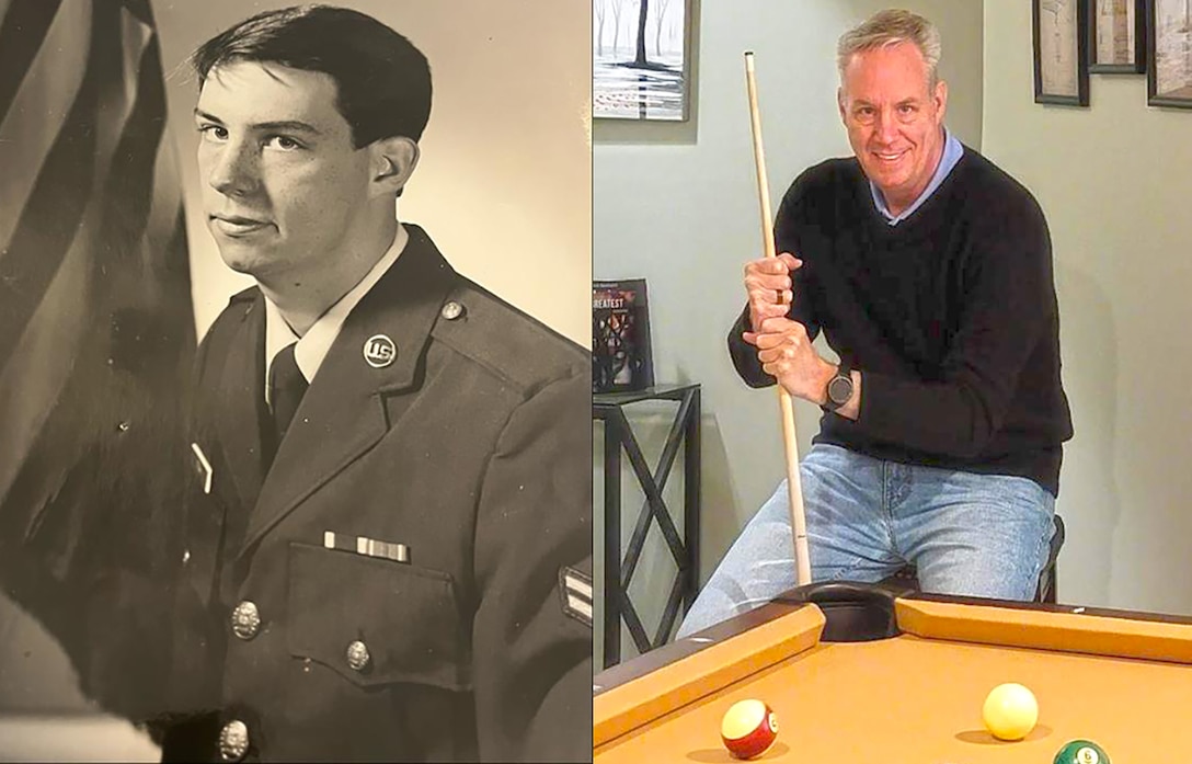 Side by side photos of the same man taken about 40 years apart.