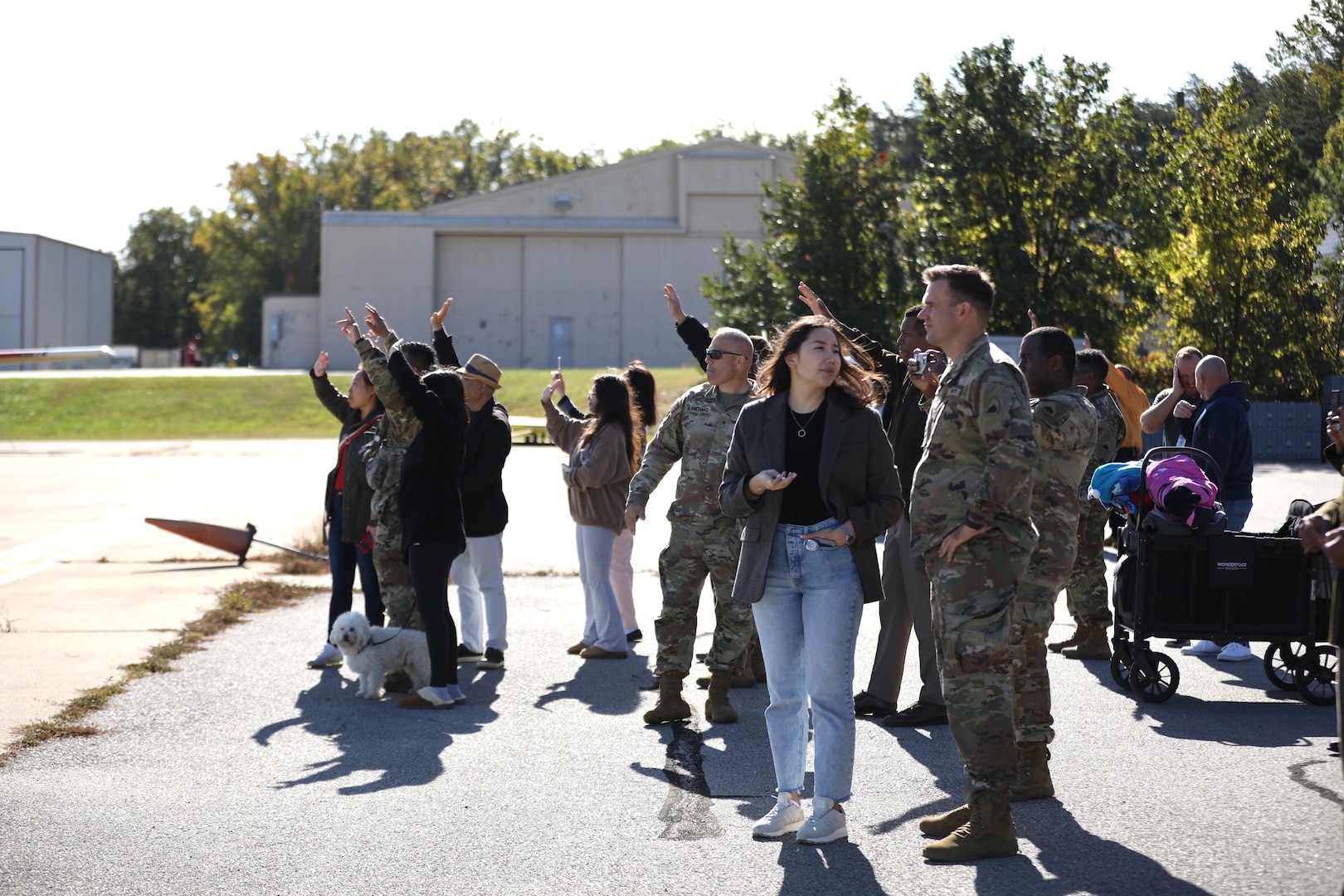 Soldiers assigned to the District of Columbia Army National Guard's Det 1 A Co 1/224th S&S hold a deployment ceremony attended by senior leaders, family and friends at Davison Army Airfield, Va., on Oct. 10, 2023.  Under the direction of U.S. Northern Command (USNORTHCOM) and Joint Task Force North, Guardsmen were assigned to work closely with Border Patrol agents and Customs and Border Protection’s Air and Marine Operations officers.