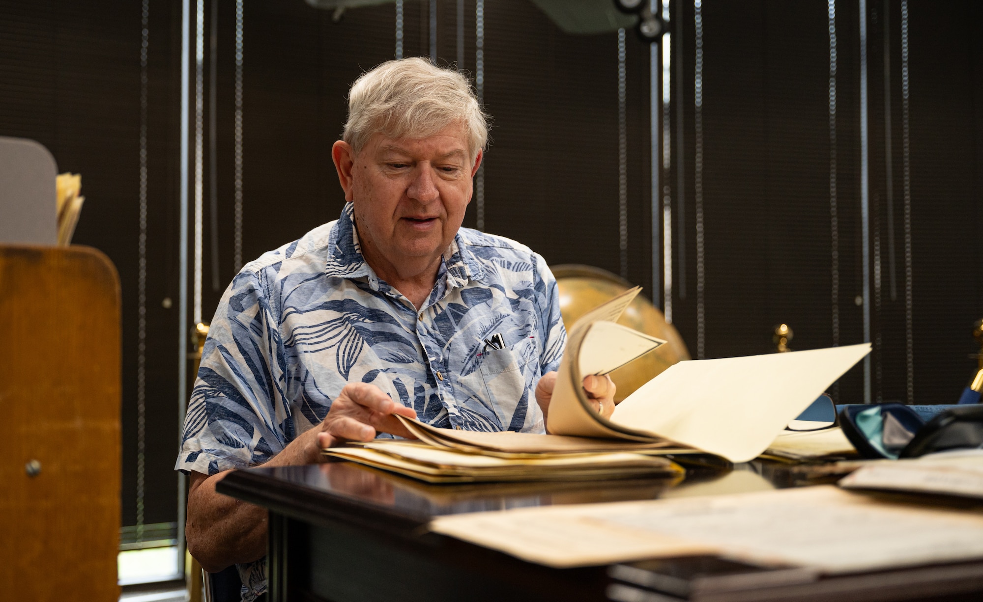 Retired U.S. Air Force Maj. James Tippins, does research at the Air Force Historical Research Agency on Maxwell Air Force Base, Alabama, Feb. 12, 2025.