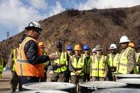Mr. Greg Jenkins, contractor, gives a safety brief in preparation for disaster relief efforts due to the damages from the Los Angeles wildfires at Burbank, California, Feb. 11, 2025. At the request of the Federal Emergency Management Agency, U.S. Northern Command (NORTHCOM) deployed approximately 170 active-duty personnel to assist Environmental Protection Agency led teams with cleanup of wildfire hazardous waste from the Eaton and Palisades fires in California. U.S. Army North, U.S. Northern Command’s Joint Force Land Component Command, is overseeing the military’s support to federal and state efforts while Joint Task Force Civil Support is providing on-the-ground command and control of active-duty personnel. Work to remove the hazardous materials is phase 1 of the federal cleanup response to ensure the safety of the residents by preventing these materials from being released into the environment.