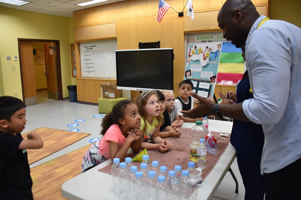 Volunteers and kids