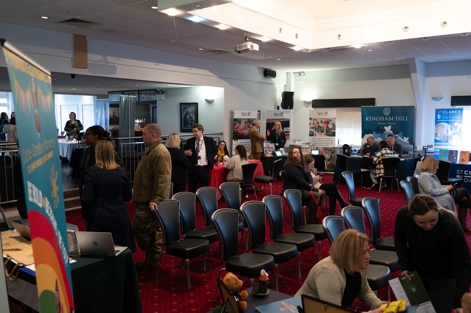 Pathfinders browses around a British school information fair on RAF Croughton