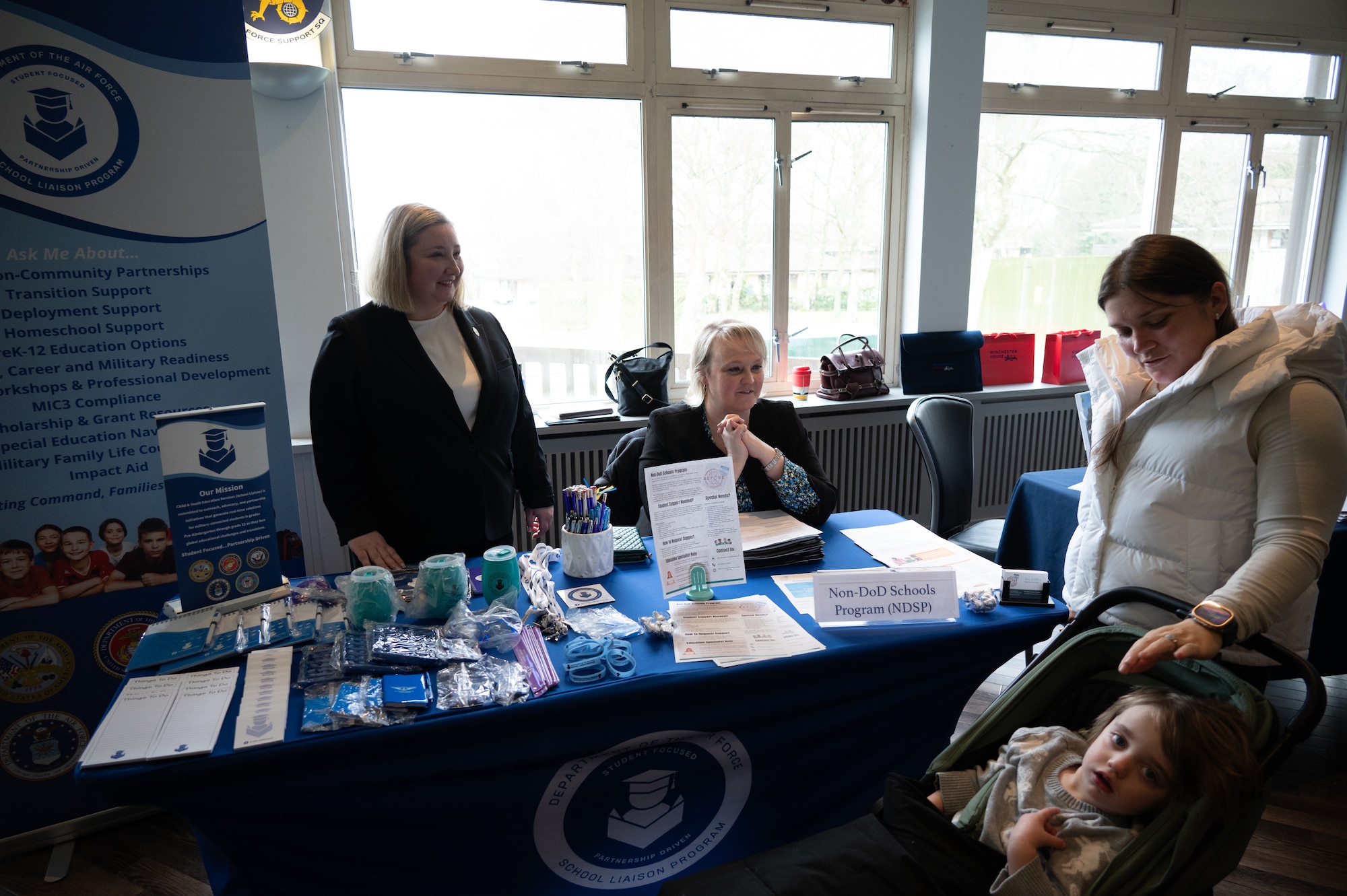 Parents speak to the school liaison office