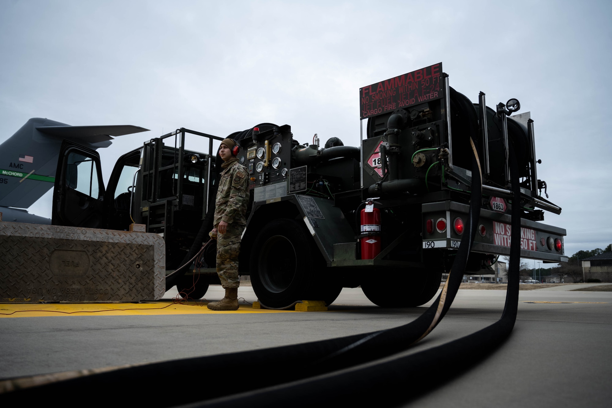 U.S. Airman fuels aircraft.