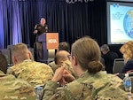 Defense Logistics Agency Director Army Lt. Gen. Mark Simerly shared an overview of the agency, to include the strategic plan and solutions to overcoming contested logistics challenges during the National Defense Industrial Association’s 39th Annual Logistics Forum in Orlando, Florida, Feb. 11.