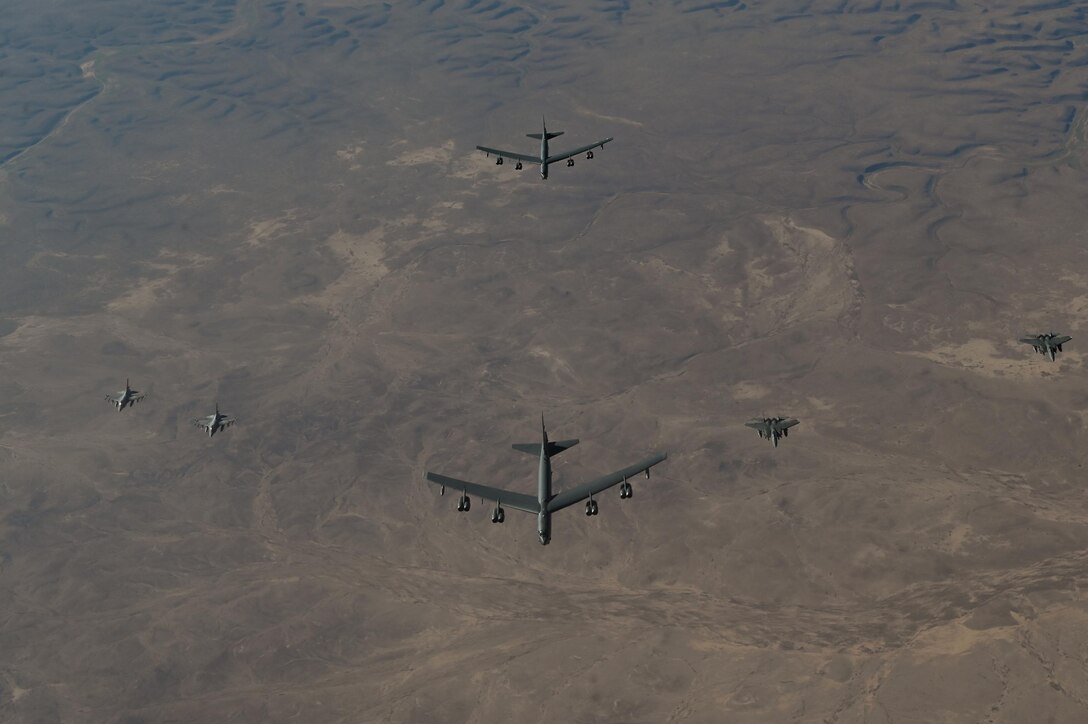 TAMPA, Fla. – U.S. Central Command (CENTCOM) conducted a Bomber Task Force Mission in the Middle East, Feb. 17, to demonstrate force projection capabilities in the region.

Two B-52s from RAF Fairford, U.K., flew across Europe and through nine partner nations in CENTCOM’s area of responsibility during their mission, which included aerial refueling and live munitions drops at ranges in several partner nations.  Additionally, U.S. F-15s and four partner nations provided fighter escorts for the bombers throughout the mission.

“Bomber Task Force missions demonstrate U.S. power projection capability, commitment to regional security, and ability to respond to any state or non-state actor seeking to broaden or escalate conflict in the CENTCOM region,” said Gen. Michael Erik Kurilla, CENTCOM commander.