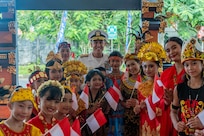 BALI, Indonesia (Feb. 16, 2025) - Adm. Steve Koehler, commander, U.S. Pacific Fleet, center, poses for a photo with members of the Indonesian welcoming party before the opening ceremony of Multilateral Naval Exercise Komodo (MNEK) 2025 in Bali, Indonesia, Feb. 16. Hosted by the Indonesian Navy, MNEK 2025 is an international, joint exercise taking place in the vicinity of Bali, Indonesia, emphasizing multilateral maritime cooperation and disaster response. (U.S. Navy photo by Mass Communication Specialist 1st Class Caroline H. Lui)