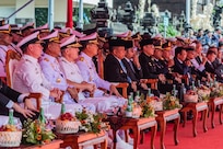 BALI, Indonesia (Feb. 16, 2025) - Adm. Steve Koehler, commander, U.S. Pacific Fleet, observes the opening ceremony of Multilateral Naval Exercise Komodo (MNEK) 2025 alongside representatives from 37 other participating nations in Bali, Indonesia, Feb. 16. Hosted by the Indonesian Navy, MNEK 2025 is an international, joint exercise taking place in the vicinity of Bali, Indonesia, emphasizing multilateral maritime cooperation and disaster response. (U.S. Navy photo by Mass Communication Specialist 1st Class Caroline H. Lui)