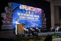 BALI, Indonesia (Feb. 17, 2025) - Adm. Steve Koehler, commander, U.S. Pacific Fleet, delivers remarks during the 6th International Maritime Security Symposium (IMSS), held in conjunction with Multilateral Naval Exercise Komodo (MNEK) 2025, in Bali, Indonesia, Feb. 17. The IMSS is the largest international symposium event organized by the Indonesian Navy that brings naval leaders from around the world to discuss the latest maritime issues. (U.S. Navy photo by Mass Communication Specialist 1st Class Caroline H. Lui)
