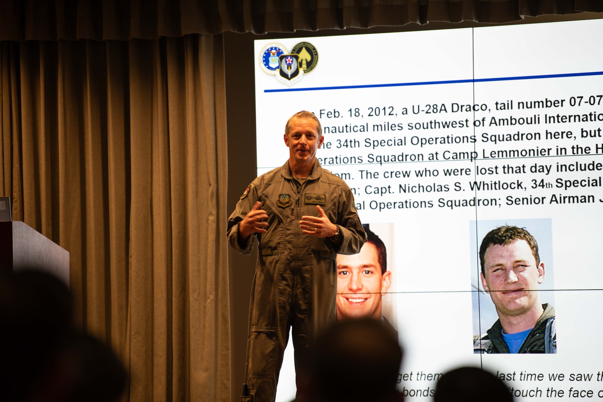 Airman addressing crowd of Airmen