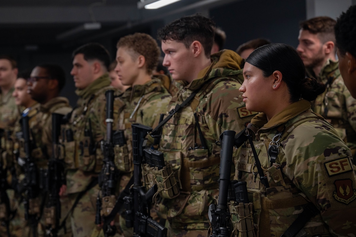 48th SFS airmen during guard mount