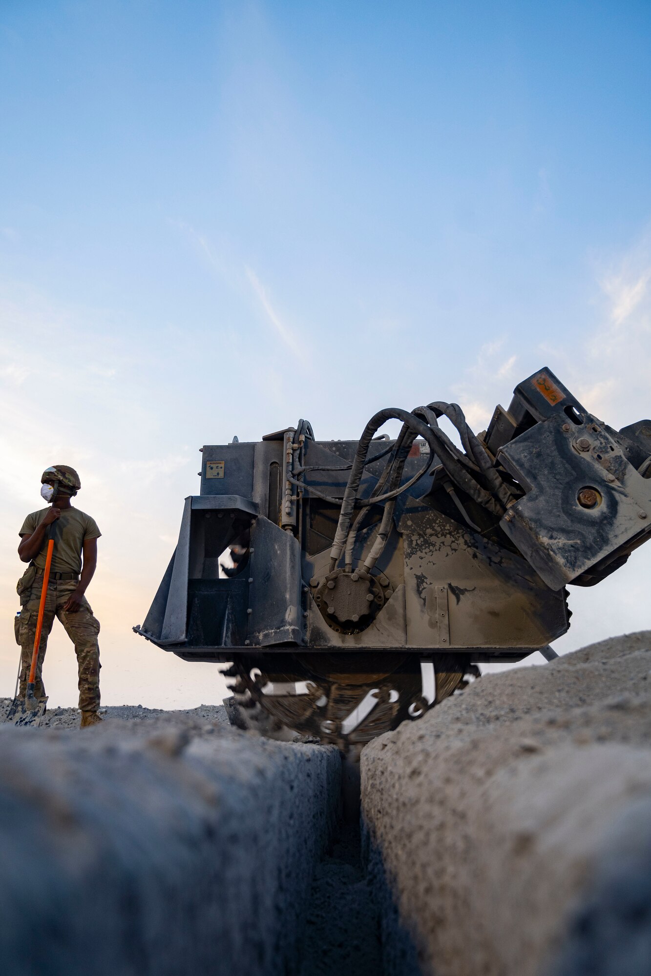 Airmen repair runway.