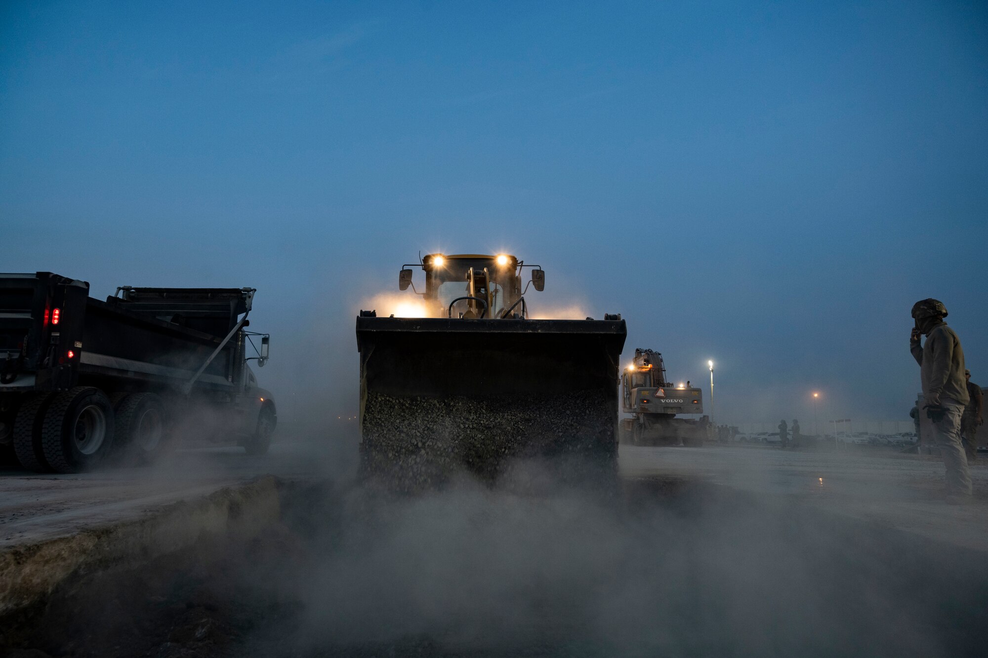 Airmen repair runway.