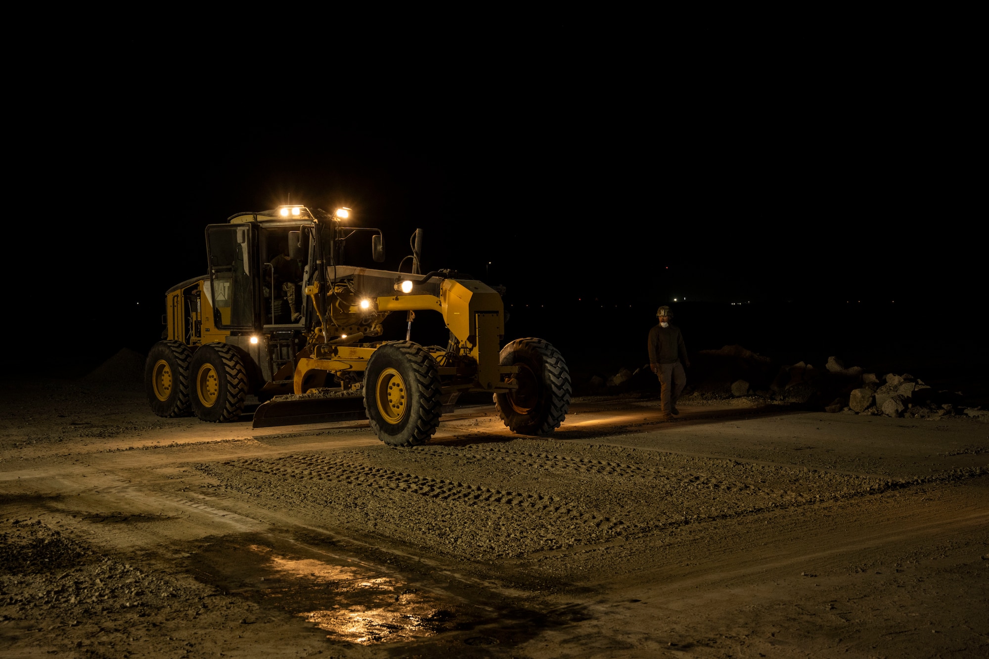 Airmen repair runway.