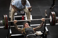 Army Master Sgt. Michael Haley competes in the powerlifting competition for the 2023 DoD Warrior Games at Naval Base Coronado in San Diego, Calif., June 3, 2023.