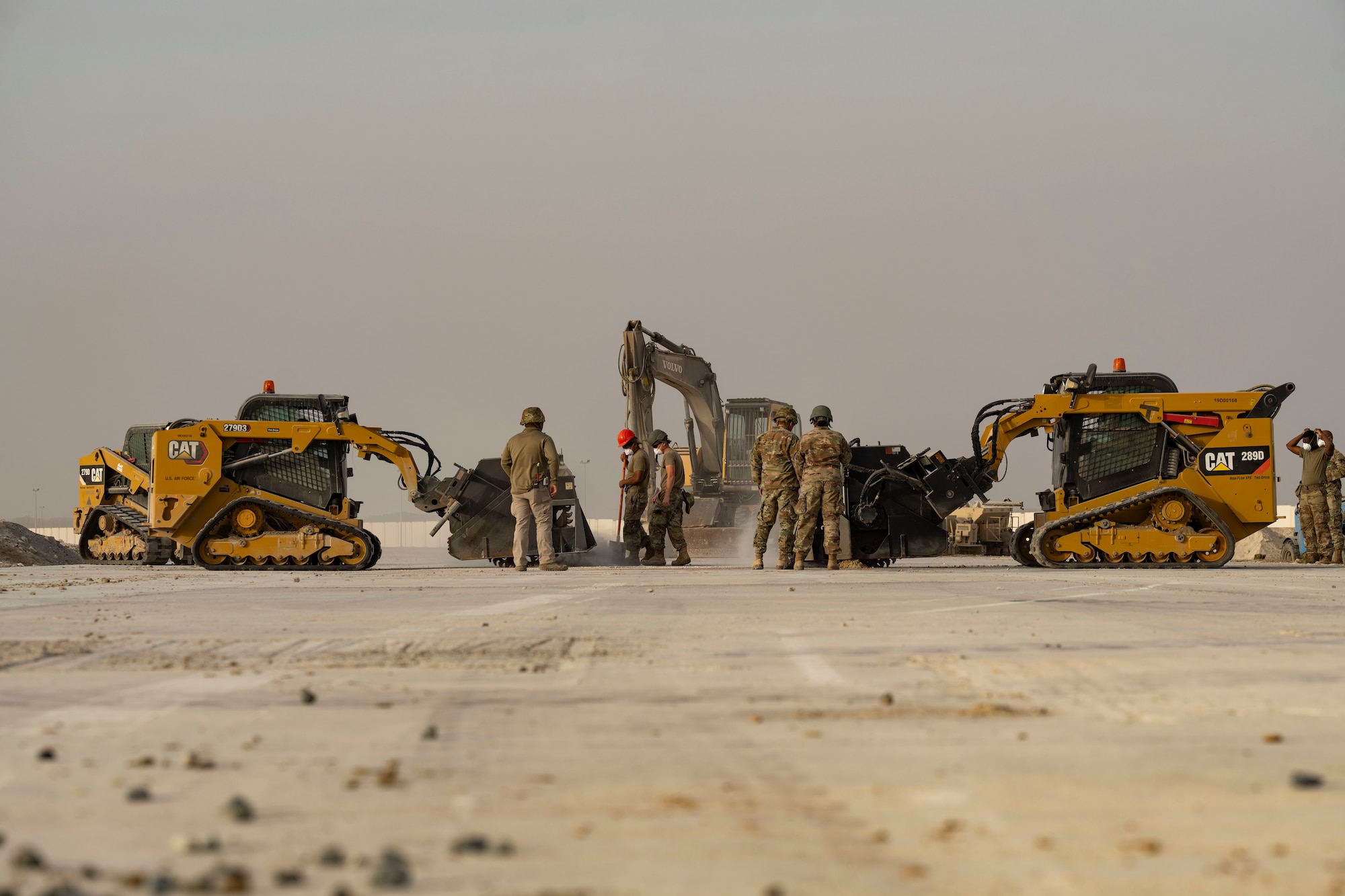 Airmen repair runway.