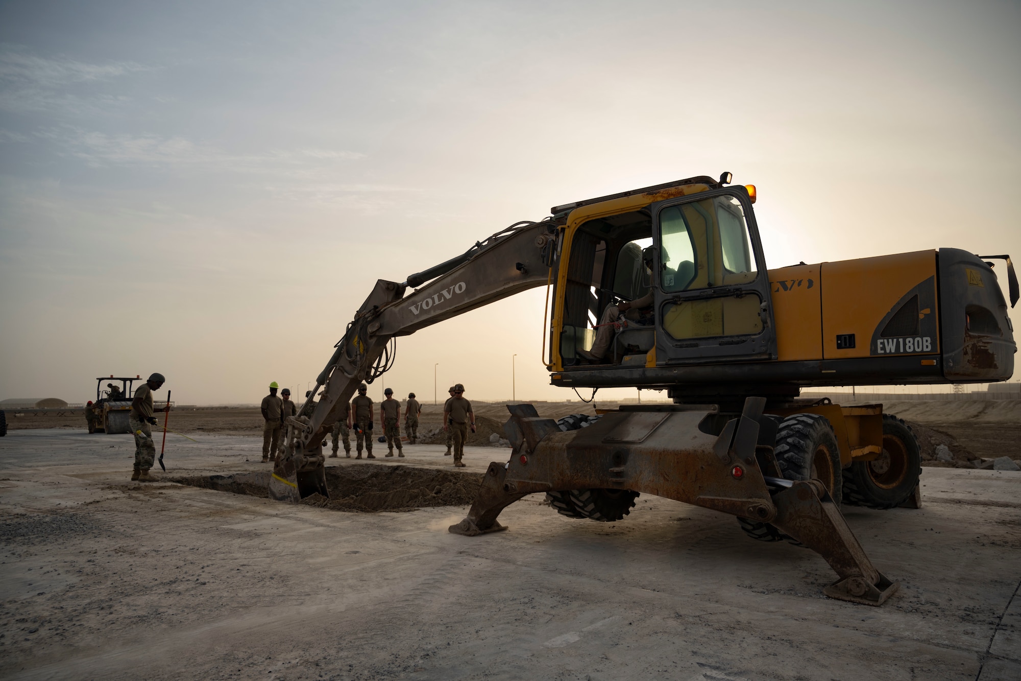 Airmen repair runway.