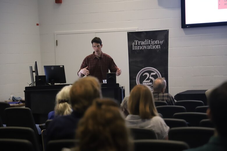 ERDC-CRREL research team leader provides a project update during the snow science workshop.