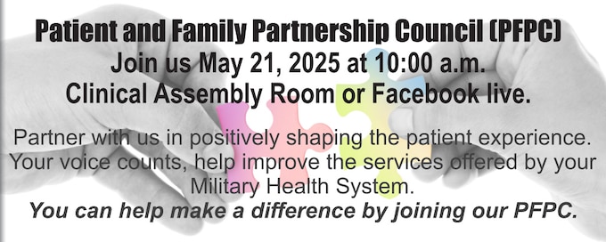 PFPC Meeting
Join us May 21, 2025 at 10:00 a.m. Clinical Assembly Room or Facebook live. Click Here!