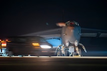 Ground crew members conduct post-flight checks on a U.S. Air Force B-52H Stratofortress aircraft at RAF Fairford, England, after completing a Bomber Task Force 25-2 deployment mission, Feb. 18, 2025. BTF missions strengthen partnerships with NATO Allies and improve joint readiness. (U.S. Air Force photo by Staff Sgt. Kristen Heller)