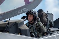 Royal Australian Air Force pilot, FLTLT Mitchell, parks an F-35A Lightning II on the flight-line for exercise Cope North 25 at Andersen Air Force Base, Guam, Feb. 13, 2025.