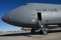 A 433rd Airlift Wing C-5M Super Galaxy now features a new logo installed Feb. 1, 2025, at Joint Base San Antonio-Lackland, Texas.