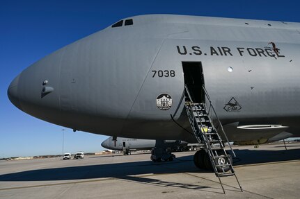 A 433rd Airlift Wing C-5M Super Galaxy now features a new logo installed Feb. 1, 2025, at Joint Base San Antonio-Lackland, Texas.