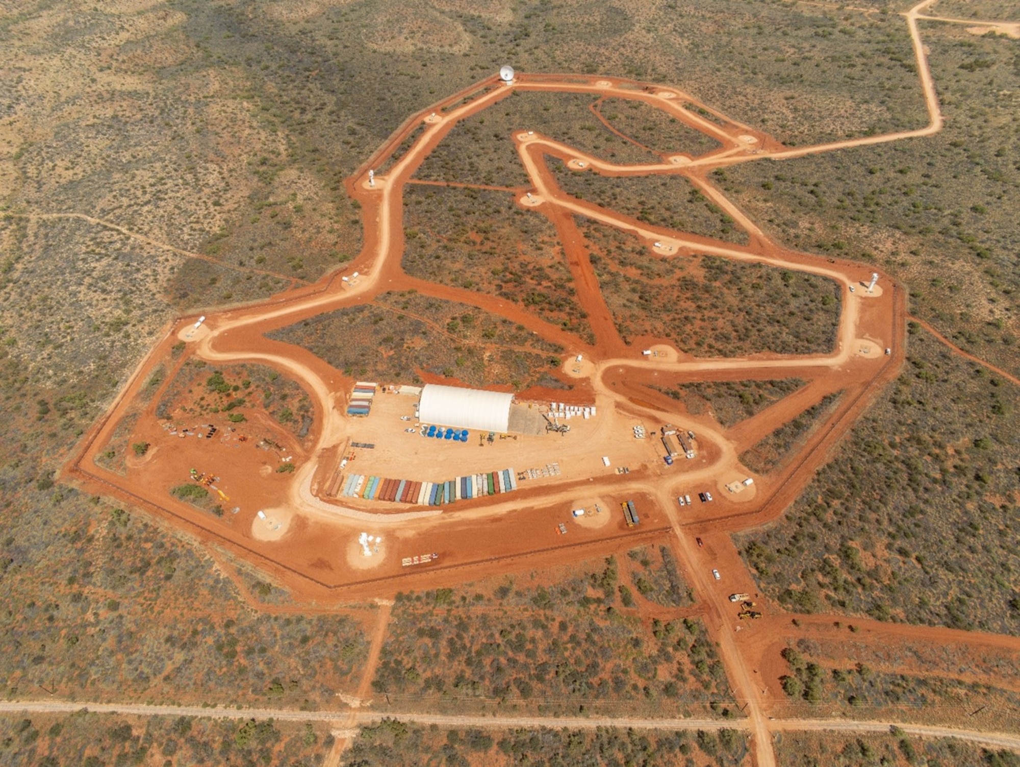 The DARC Site 1 Receive Array in Western Australia is shown in this aerial photograph. DARC is a partnership between the United States, the United Kingdom and Australia, designed to create an all-weather, global system to track very small objects in Geosynchronous orbit (GEO) to protect critical U.S. and allied satellites. Photo Credit: Apache Drone Photography.