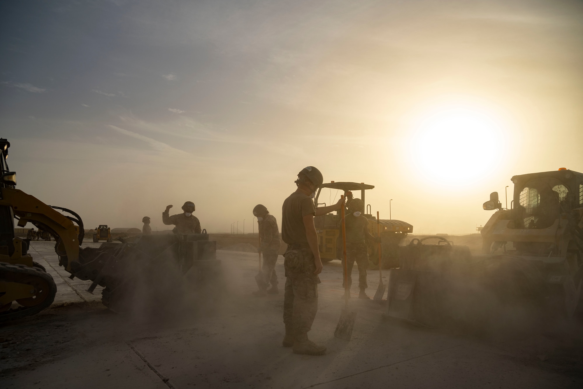 Airmen repair runway.