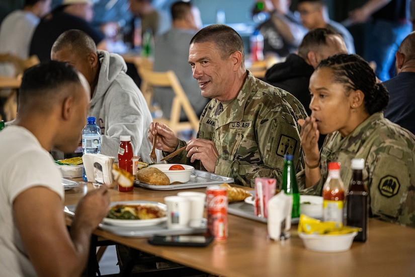 Soldiers at one of the dining facilities in Poland enjoy dinner service. The team at Logistics Readiness Center Poland has been doing an amazing job supporting U.S. Army Garrison Poland with a variety of service and support operations and activities, one of them being food service support.