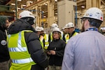 KITTERY, Maine (Feb. 18, 2025) Chief of Naval Operations Adm. Lisa Franchetti tours the Inside Machine Shop highlighting the use of next generation technologies during a visit to Portsmouth Naval Shipyard in Kittery, Maine, Feb. 18. Franchetti also met with senior leadership, toured facilities and discussed strategic priorities such as warfighting, warfighters, critical infrastructure, platform readiness and quality of service. Franchetti visited PNSY to see first-hand the developments in her Project 33 targets of restoring critical infrastructure, readying our platforms, and quality of service improvements. Photo edited due to OPSEC. (U.S. Navy by Mass Communication Specialist 1st Class Charlotte C. Oliver)