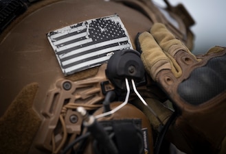 Helmet and flag