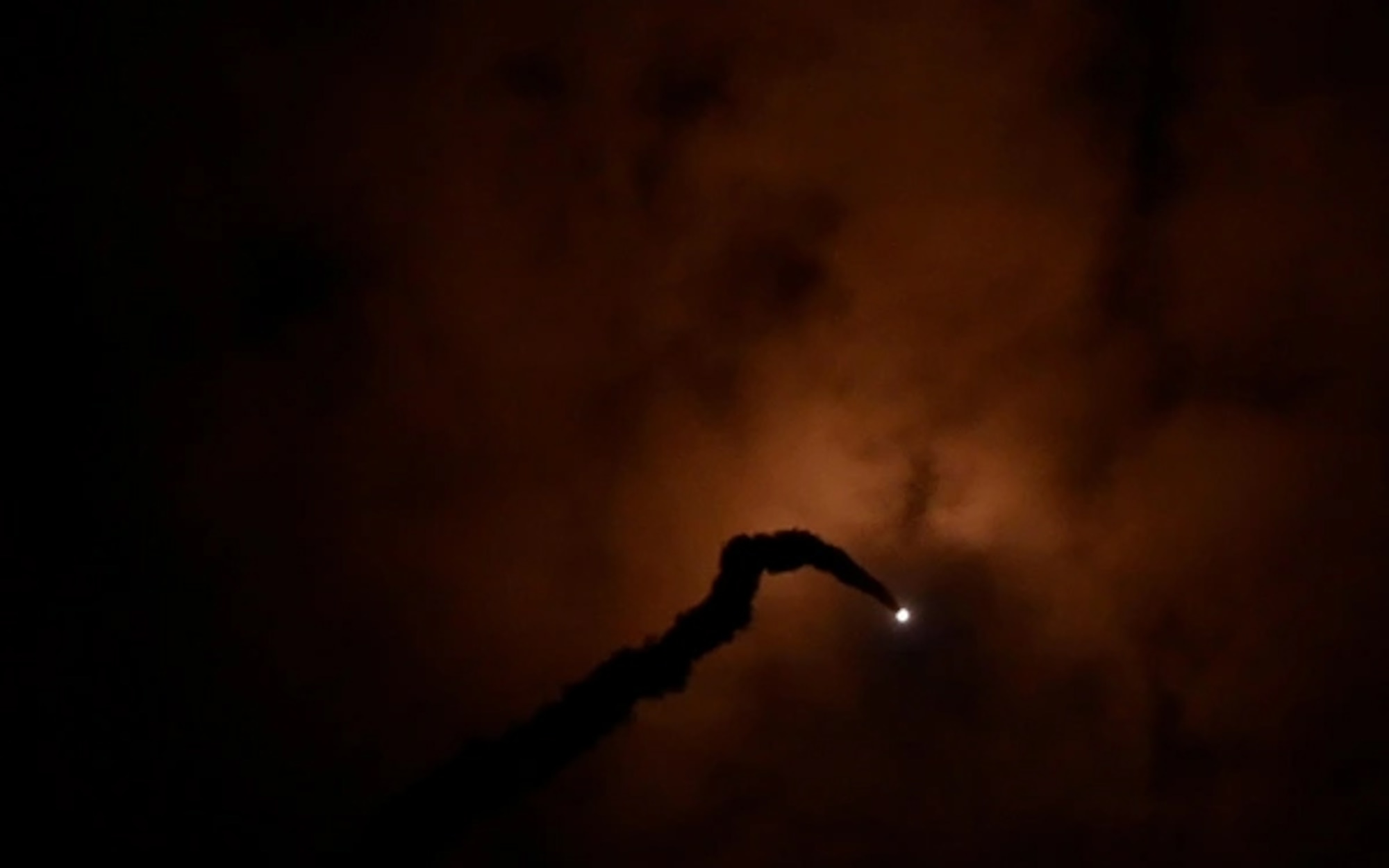 ICMB missile launch at night