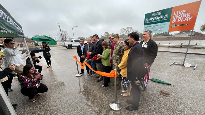 U.S. Army Corps of Engineers (USACE) Galveston District (SWG) Commander Col. Rhett A. Blackmon and SWG Deputy District Engineer for Programs and Project Management, Mr. Byron D. Williams, attend the Harris County Flood Control District (HCFCD) ribbon cutting for the Mud Gully (Beamer Ditch) Channel Conveyance Improvements project in Houston, Texas, December 13, 2024. 

The project was funded and constructed as part of the Clear Creek Federal Flood Risk Management Project (Clear Creek Federal Project), which is a USACE partnership project with the Harris County Flood Control District. 

SWG has also provided advance measures in preparation for predicted flooding throughout the various counties along the Texas coast, usually by way of strengthening flood control structures and building temporary levees.