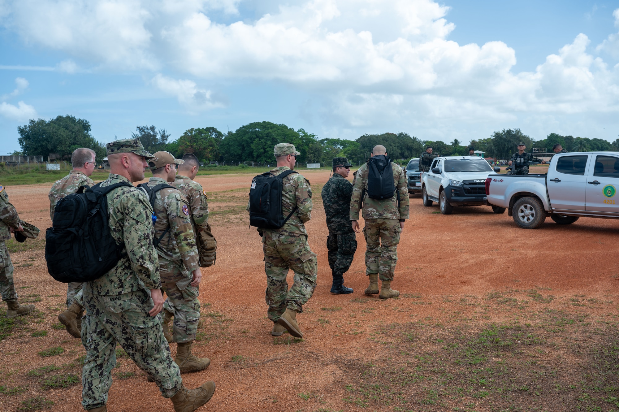 Members of the U.S. Embassy in Honduras, including representatives from the Security Cooperation Office and the Defense Attaché's Office, met with the Honduran Joint Task Force commander Feb. 13 in Gracias a Dios department. They toured a local clinic after the meeting. The group included personnel from Joint Task Force-Bravo. Such meetings and engagements are crucial to fostering information sharing in a joint operations area facing common threats and shared interests. (U.S. Air Force photo)