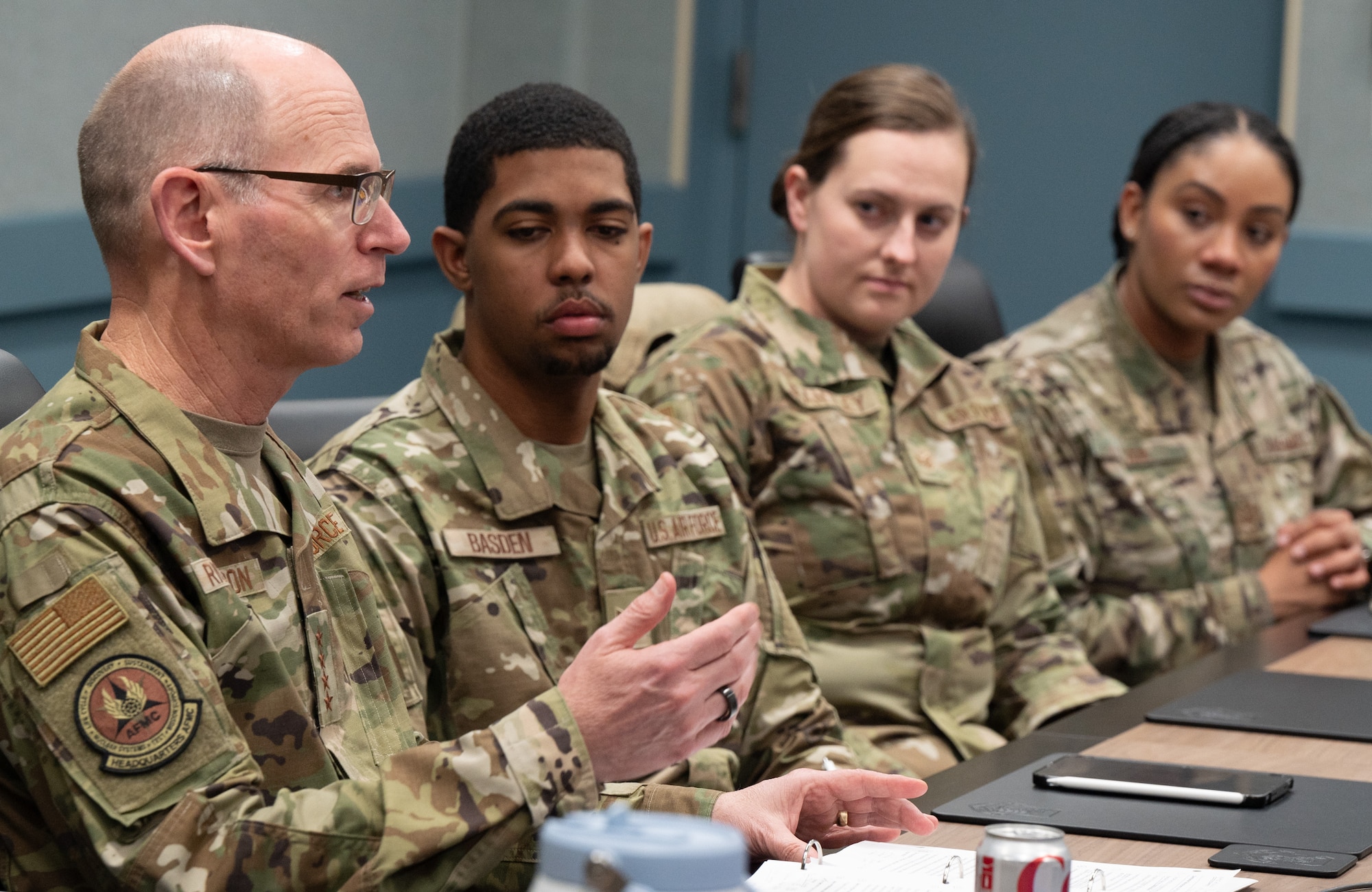 AFMC commander speaks to junior force members.