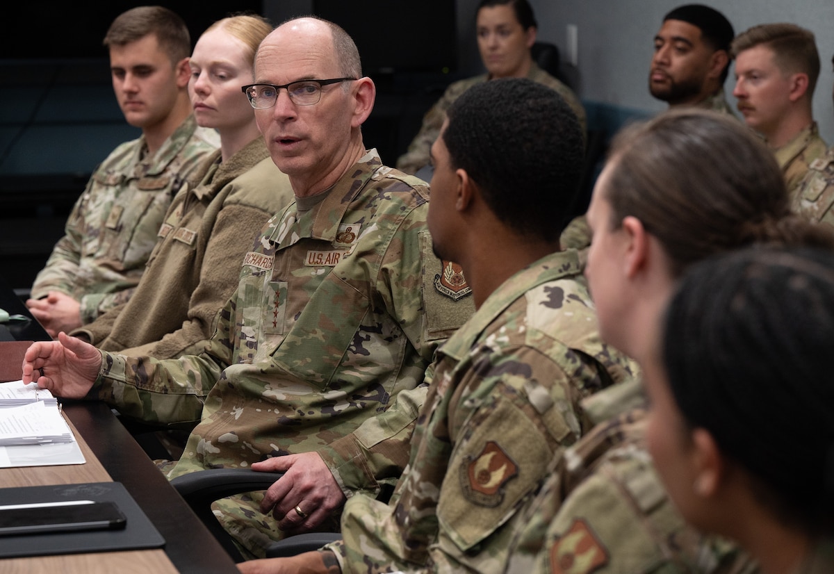 AFMC Commander speaks to junior force members.