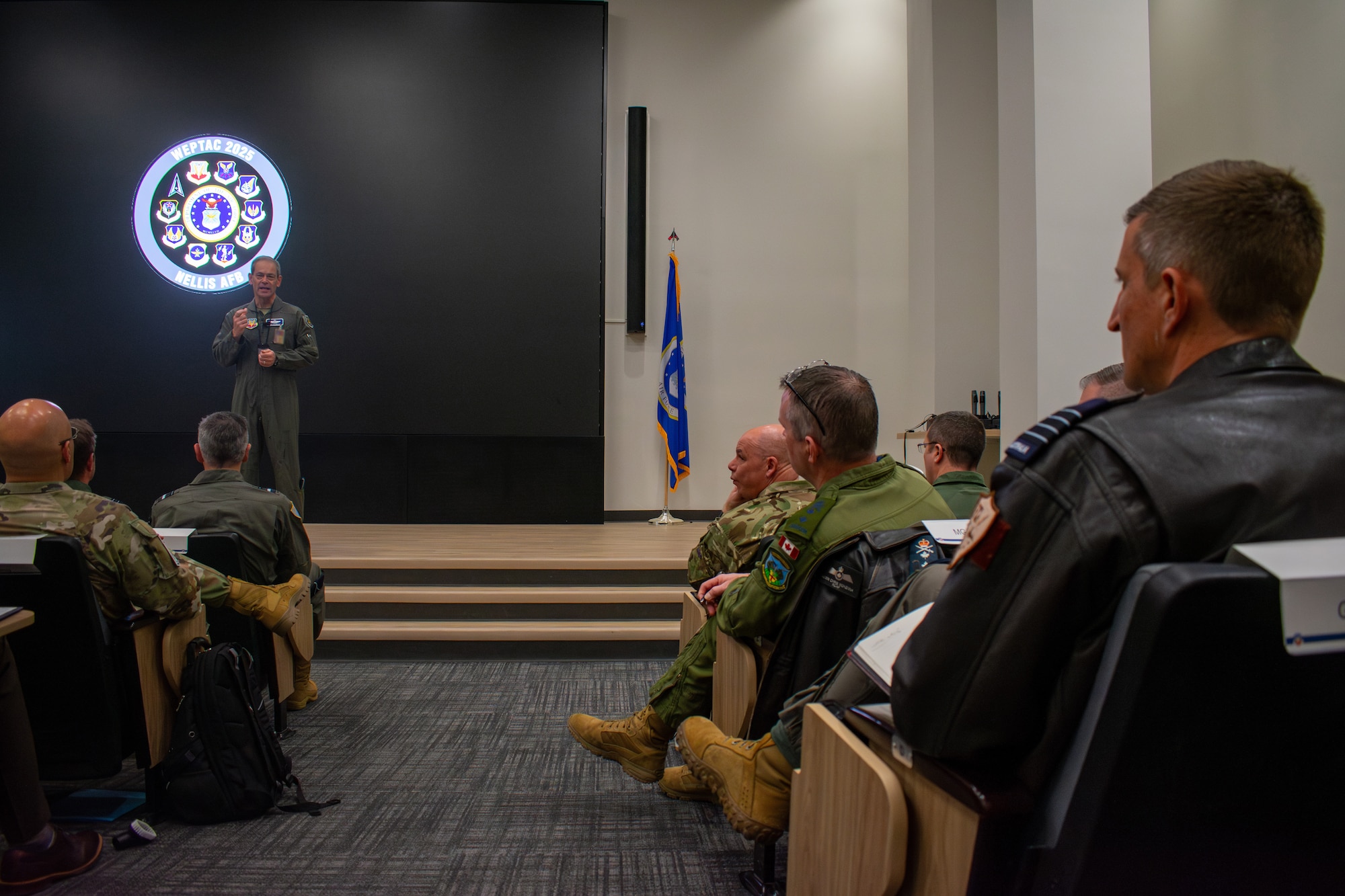 U.S. Air Force Gen. Ken Wilsbach, commander of Air Combat Command, delivers opening remarks during the Weapons and Tactics Conference (WEPTAC) at Nellis Air Force Base, Nevada, Jan. 15, 2025.