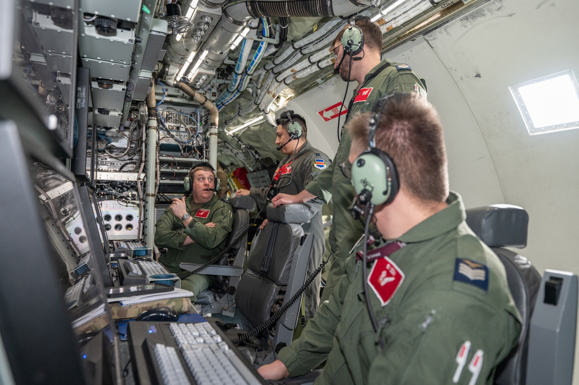 Airmen from the 343rd Reconnaissance Squadron and 97th Intelligence Squadron integrate with the Royal Air Force’s 51st Squadron on a RC-135V/W Rivet Joint before Red Flag 25-1 at Nellis Air Force Base, Nevada Jan. 26, 2025. Red Flag provides participants the opportunity to plan and employ together in a contested, degraded and operationally limited environment to strengthen integration among partners to maximize strategic capabilities. (U.S. Air Force photo by Tech. Sgt. Chris Thornbury)