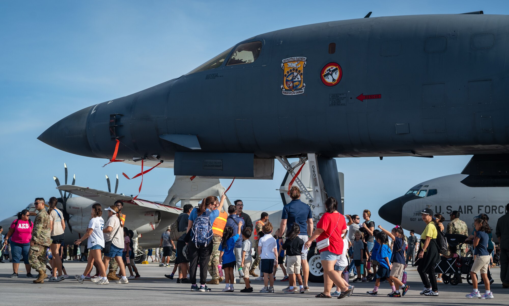 Pet the jet event at Andersen Air Force Base, Guam, Feb. 21, 2025. Cope North is an annual exercise that serves as a keystone event to promote interoperability and security throughout the Indo-Pacific.