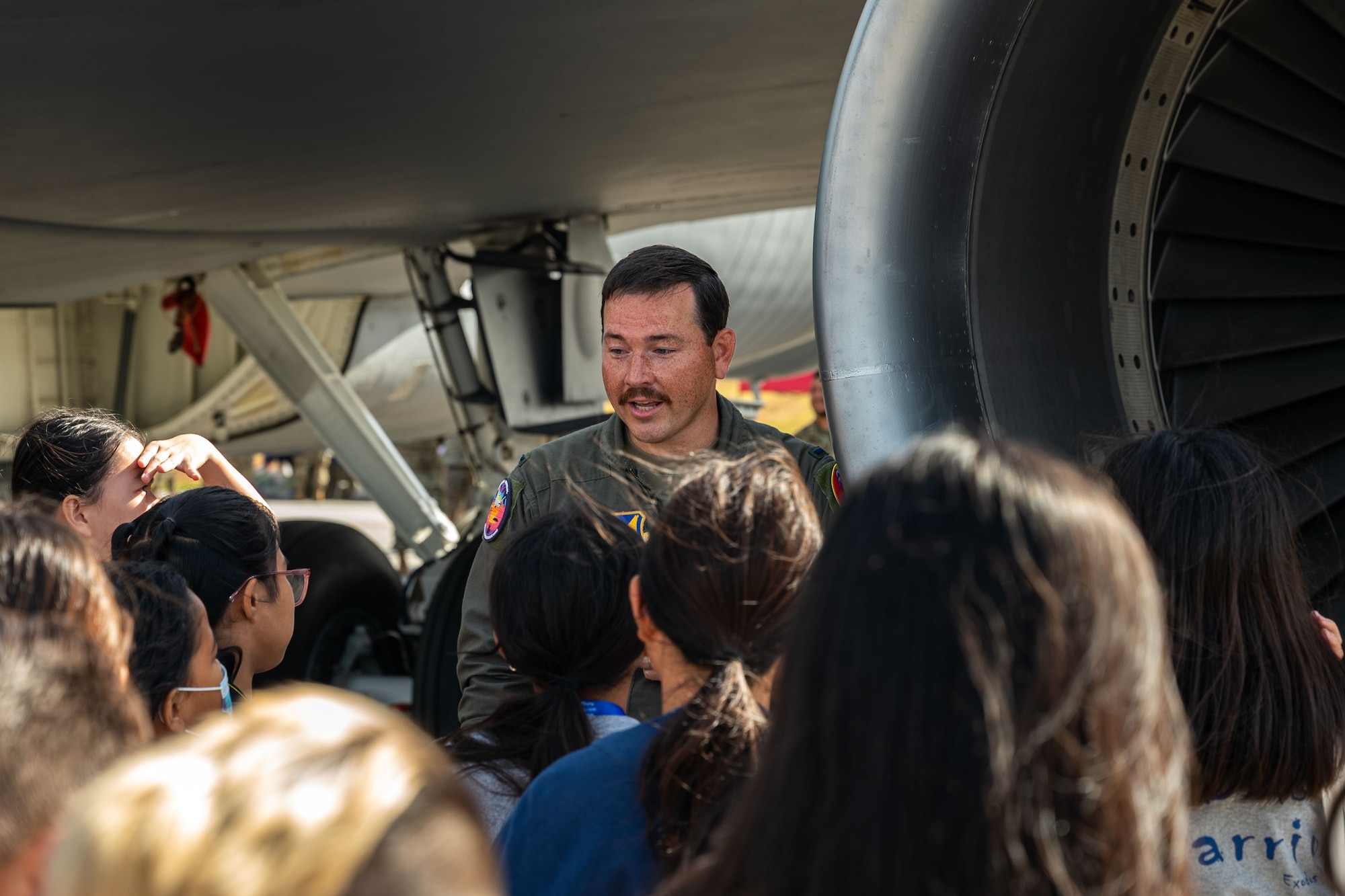 Pet the jet event at Andersen Air Force Base, Guam, Feb. 21, 2025. Cope North is an annual exercise that serves as a keystone event to promote interoperability and security throughout the Indo-Pacific.