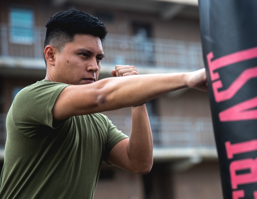 U.S. Marine Corps Cpl. Kevin Gonzalez, an administrative specialist with 2nd Maintenance Battalion, 2nd Combat Readiness Regiment, 2nd Marine Logistics Group, and native of West Palm Beach, Florida, practices Marine Corps Martial Arts Program techniques on Camp Lejeune, North Carolina, Feb. 13, 2025. Gonzalez’s command selected him as Warrior of the Week for his impressive leadership qualities that serve as the backbone of the S-1 section, with a never-ending enthusiasm for helping his fellow Marines. When asked what advice he would give to junior Marines, Gonzalez said, “Hard work, dedication and attention to detail will always put you on a good path to success.” Each week, 2nd MLG recognizes one outstanding Marine or Sailor that goes above and beyond in their duties and embodies the qualities of an outstanding service member. (U.S. Marine Corps photo by Lance Cpl. Isabella Ramos)